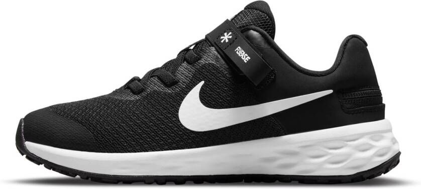 Nike Revolution 6 Flyease PS Hardloopschoenen Black White Dk Smoke Grey Kinderen