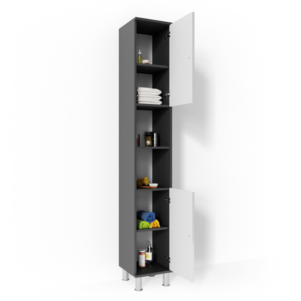 VICCO Badschrank Fynn 190 x 30 cm Anthrazit - Badezimmerschrank Hochschrank Schrank Regal Badregal