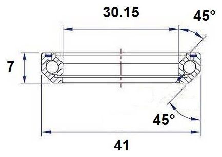 Roulement de Direction Black Bearing B1 30.15 x 41 x 7 mm 45/45°