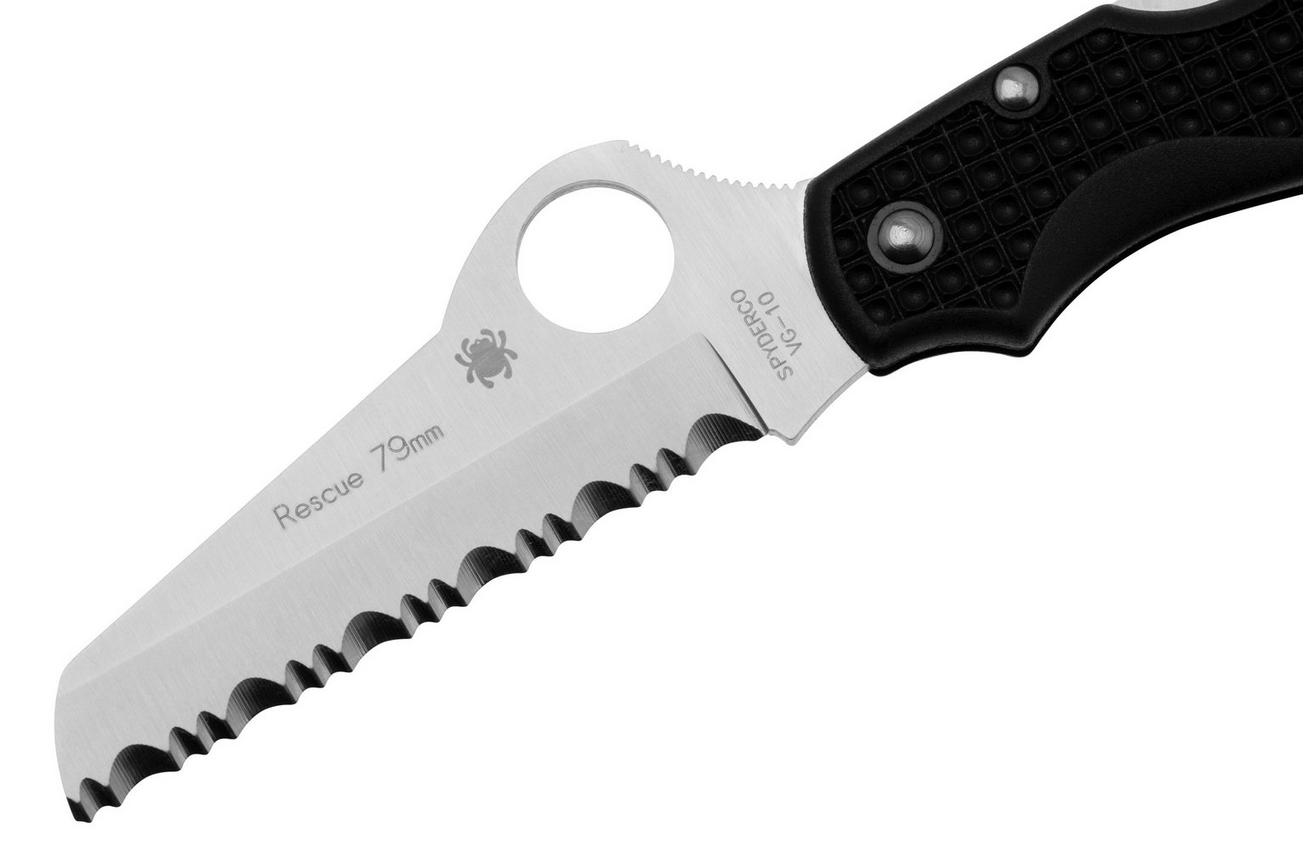 Spyderco Rescue 79mm C45SBK Black FRN, serrated zakmes