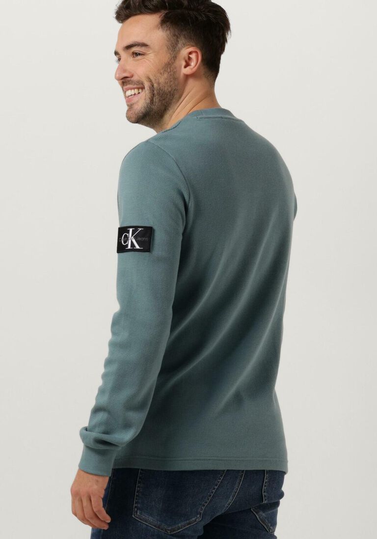 CALVIN KLEIN blauwe calvin klein trui badge waffle ls tee