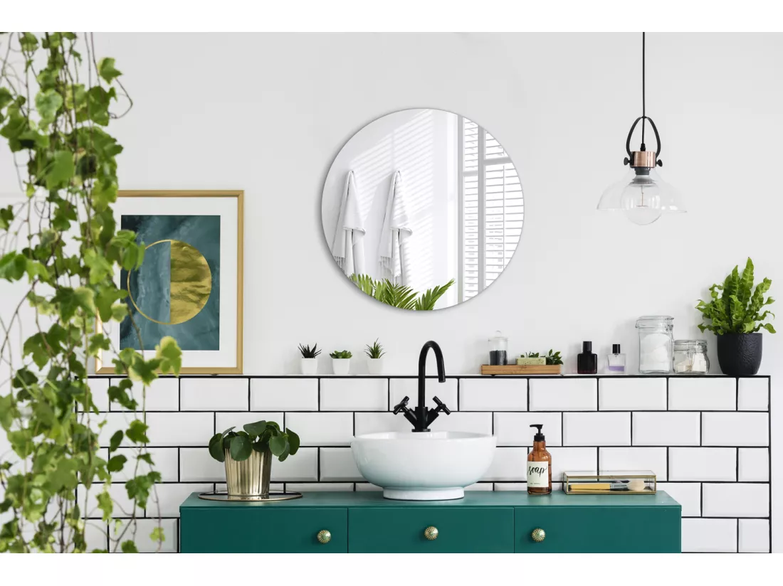Cercle Miroir Salle de Bain Glamour Prêt à Monter Ø100
