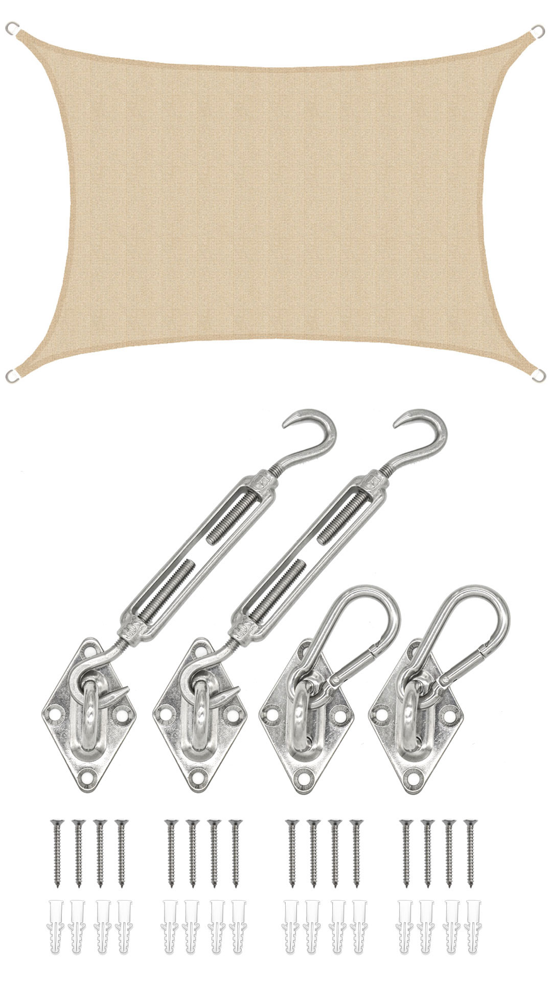 AMANKA 3 x 4 Luchtdoorlatend UV schaduwdoek - Beige