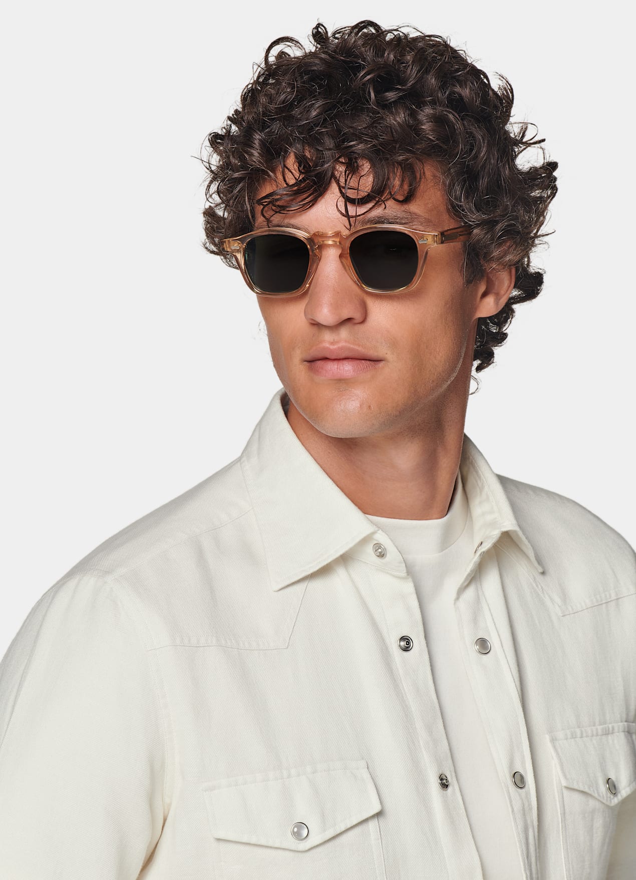 Chemise western blanc cassé