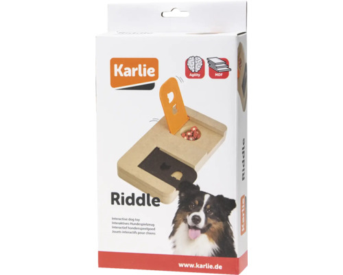 Karlie Brain Train Raadsel Hondenspeelgoed, 22 x 13 x 3 cm, Hout en Kunststof, Intelligentiespeelgoed, Snoepgoed, Activiteitenspeelgoed, Interactief Speelgoed