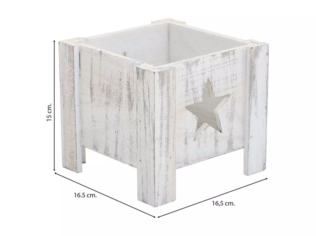 Panier en bois blanc 16,5x16,5x15h