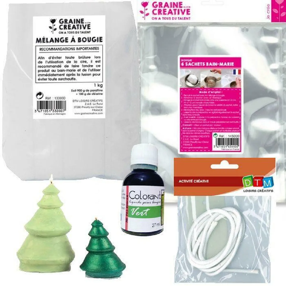 Graines Créatives Kit Bougies Sapins DIY
