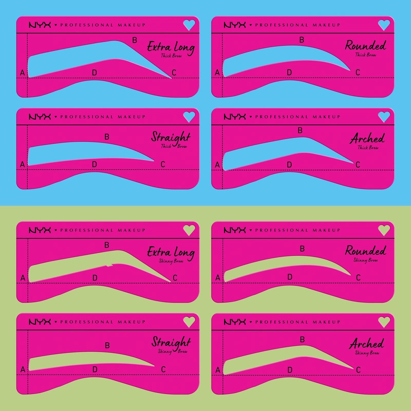NYX Prof. Makeup Zero To Brow Stencils 4 Pieces - Skinny Brows