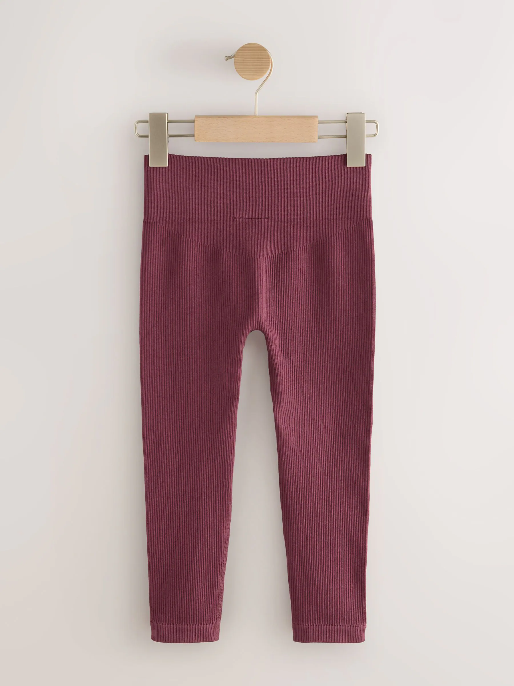 Bordeauxrood - Naadloze geribbelde leggings met hoge taille (3-16jaar)