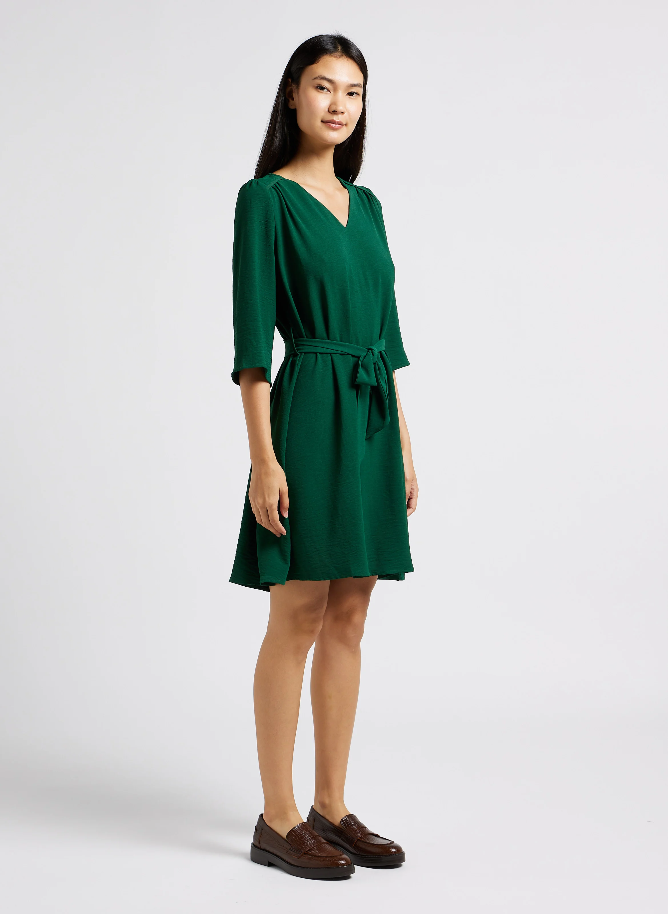 LENA - Robe courte col V | Vert