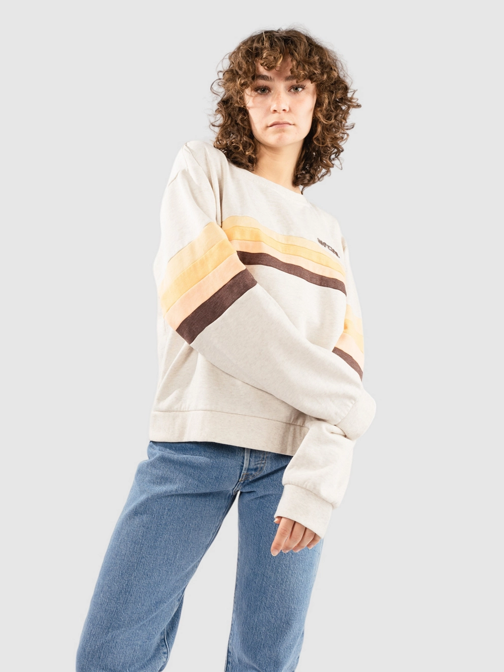 Rip Curl Surf Revival Pannelled Crew Sweater oatmeal marle