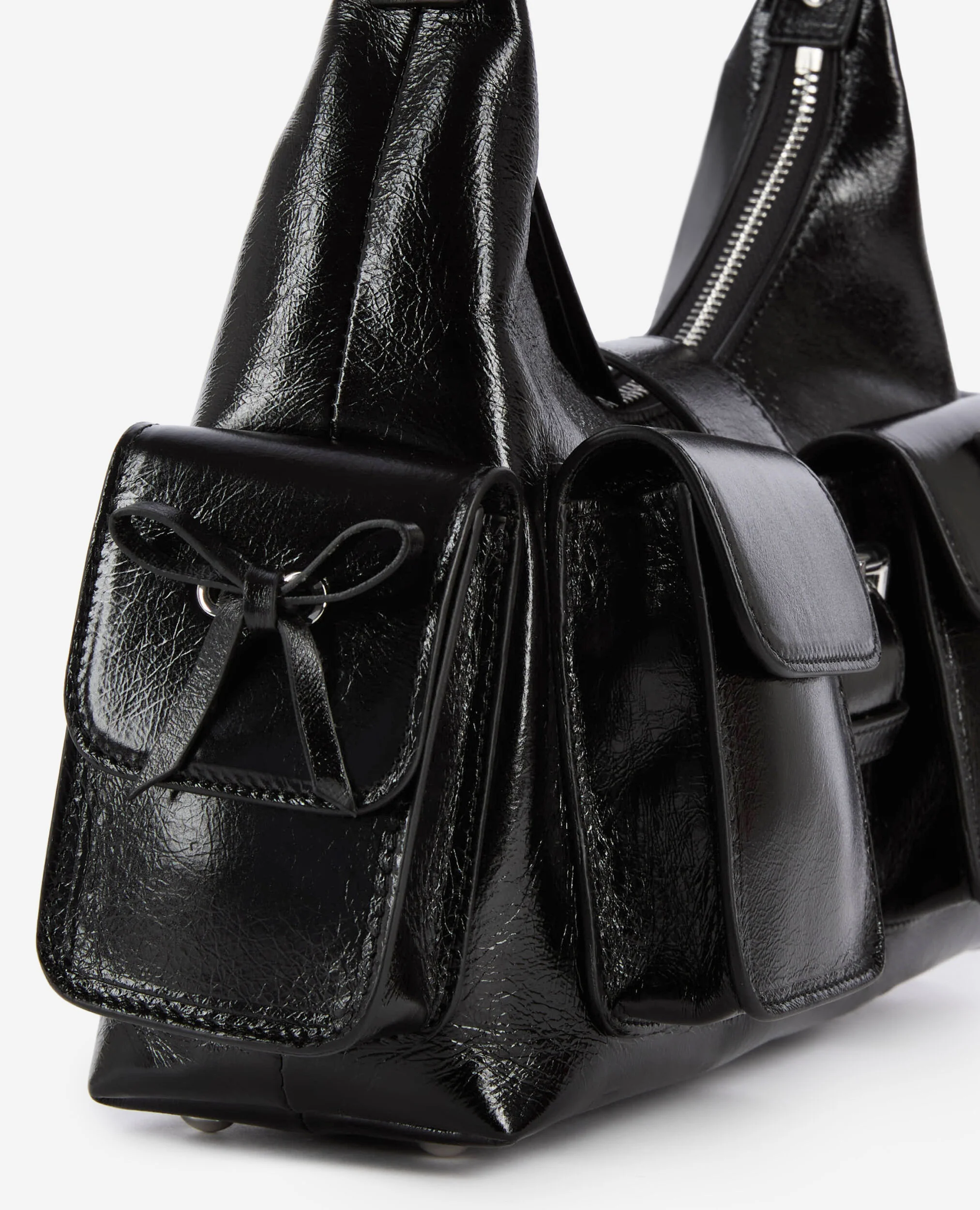 Sac Amelia en cuir craquelé noir