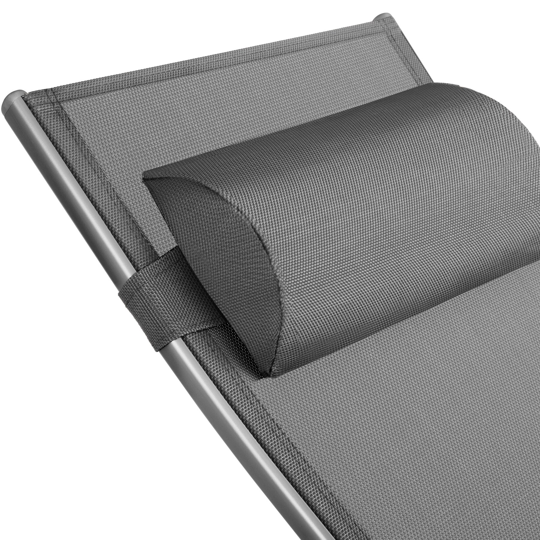 tectake® 2er Set Gartenliege, Textilene-Gewebe, 5-fach verstellbare Rückenlehne mit Kopfpolster, 180 x 59 x 50 cm