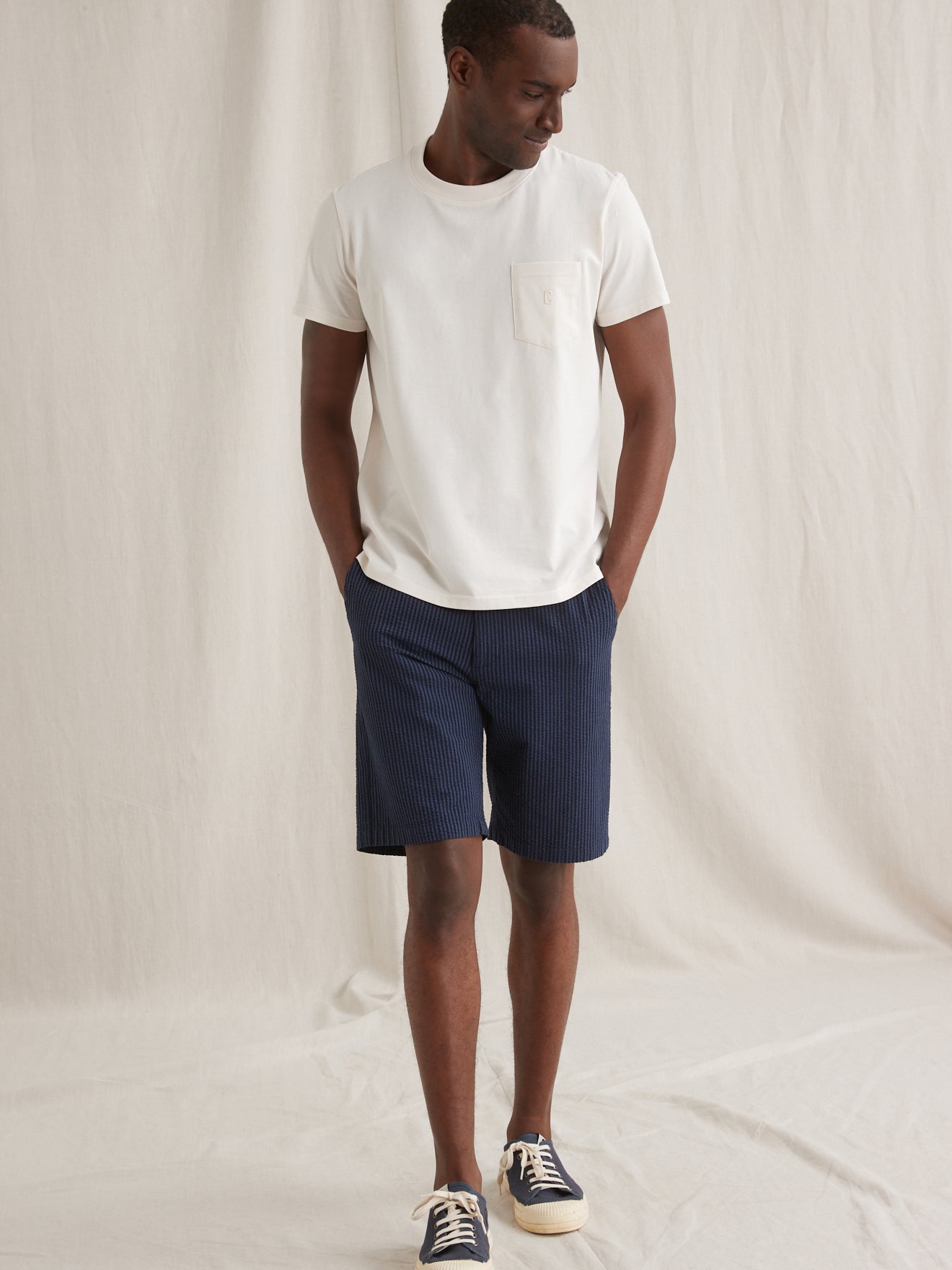 Bermuda seersucker homme taille élastiquée