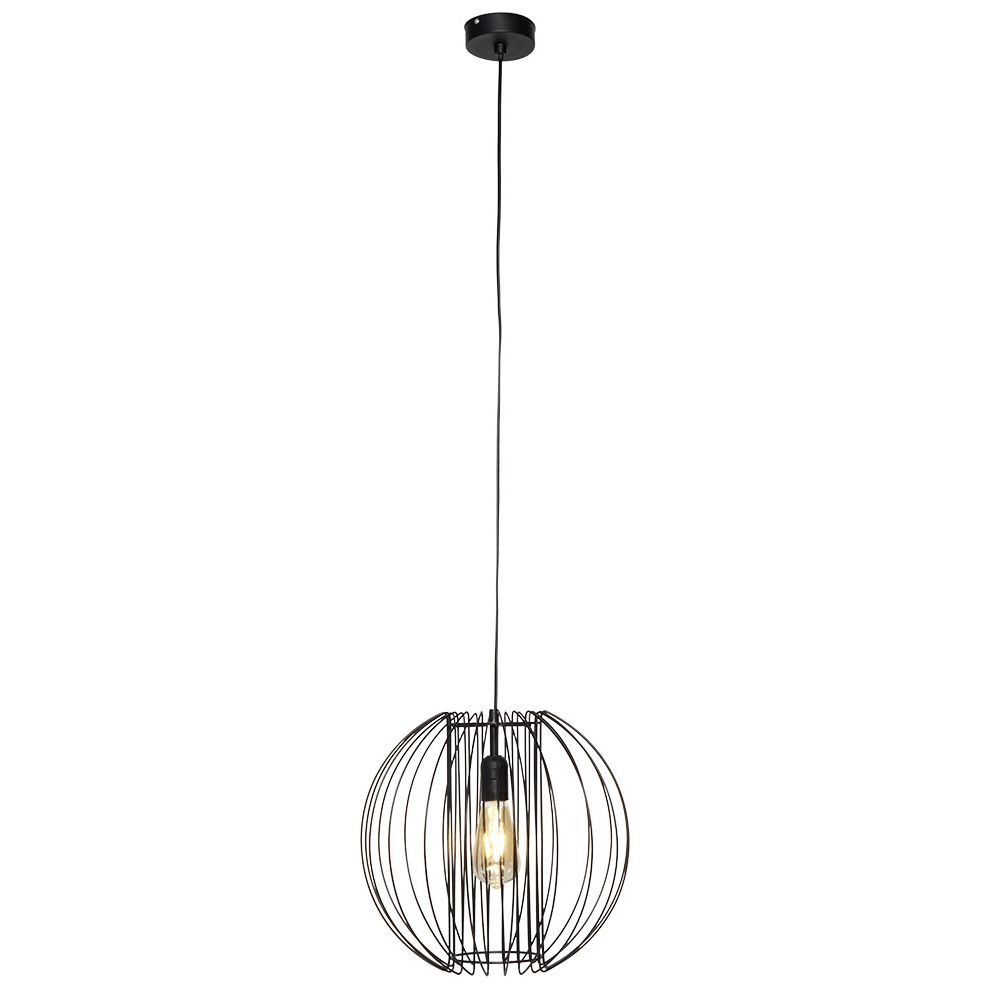 Luminaire à suspension filaire ronde métal noir Ø35cm