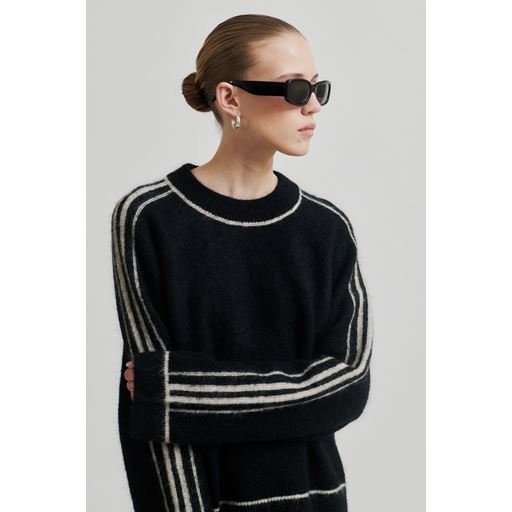 Second Female Rosemarie Striktrøje, Black, XL