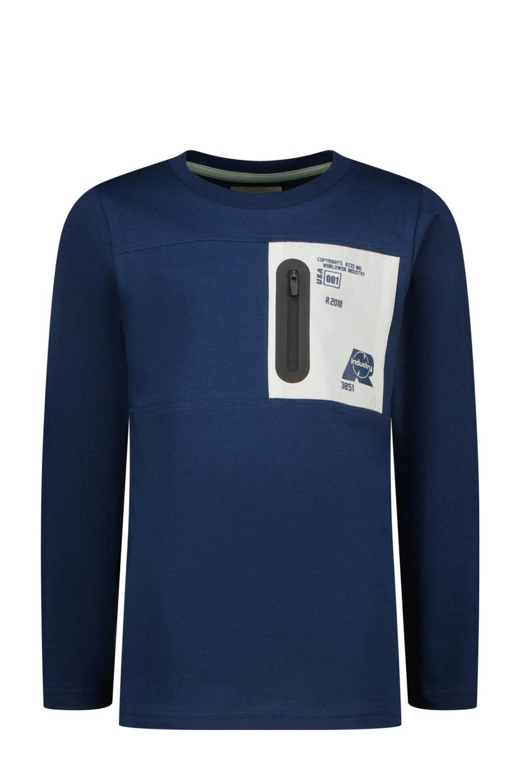Raizzed longsleeve Albury met printopdruk donkerblauw/lichtgrijs