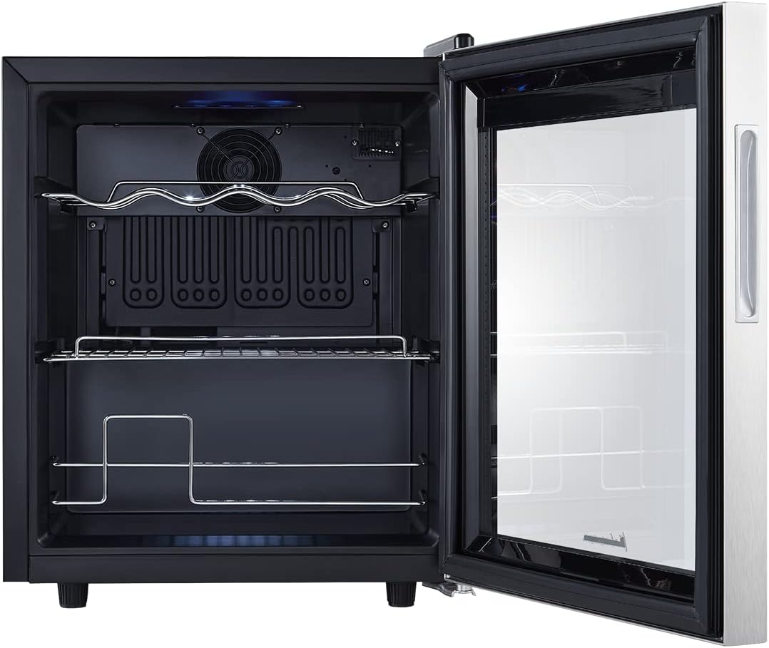 Kalamera Getränkekühlschrank, mini kühlschrank mit Touch-Bedienfeld, 5-18°C Kühlzone, Edelstahl Glastür, Flaschenkühlschrank 40 Liter, KRC-40GE