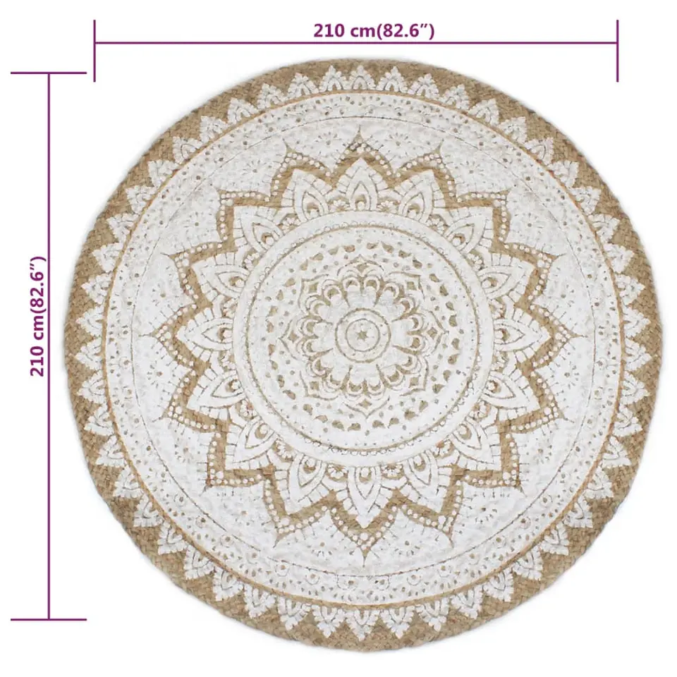 vidaXL - Vloerkleed - Beige - Jute - 210 cm