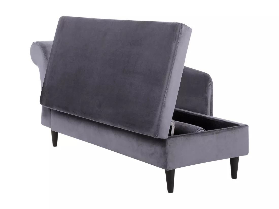 Chaise longue côté droite en velours gris foncé LUIRO