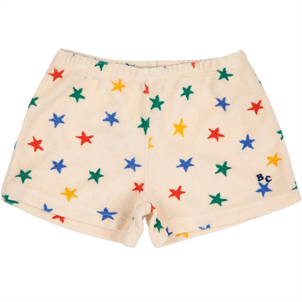 White Multicolor Stars Terry Shorts