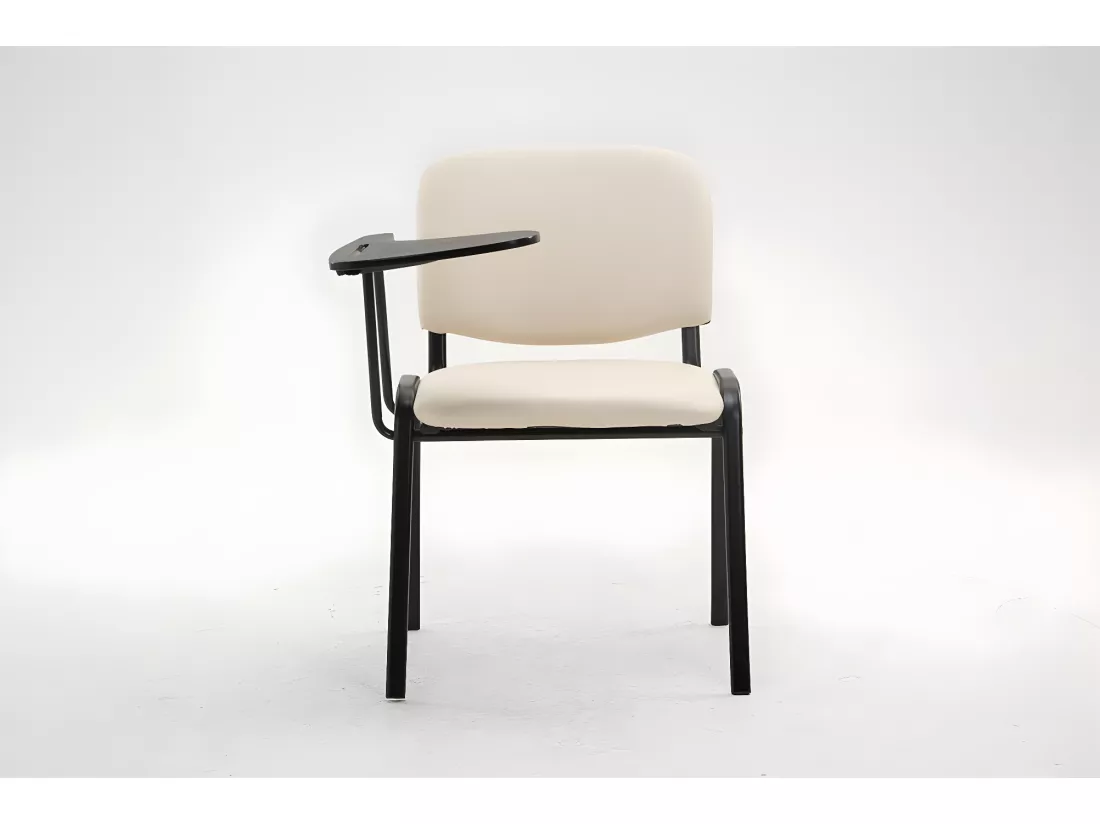 Chaise de conférence - Similicuir & Métal noir mat - Crème - Ken mit Klapptisch