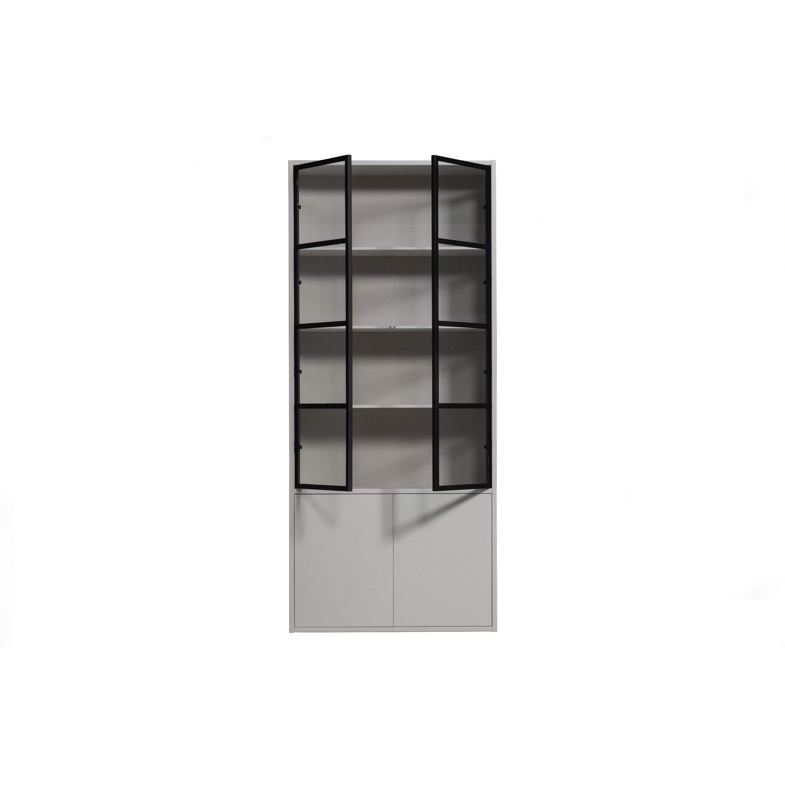 vtwonen Basic 4-Deurs Vitrinekast - Grenen - Mist - 230x101x40