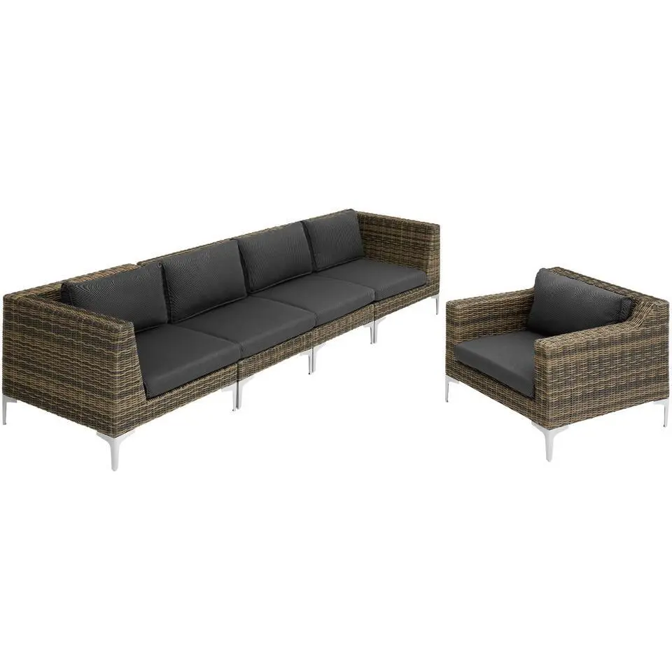 tectake Modulaire wickerset Villanova hoek rechts met aluminium frame