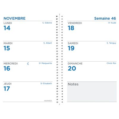 Agenda à spirale Toscana Maxiweek - 1 semaine sur 2 pages - 10 x 15 cm - noir - Quo Vadis