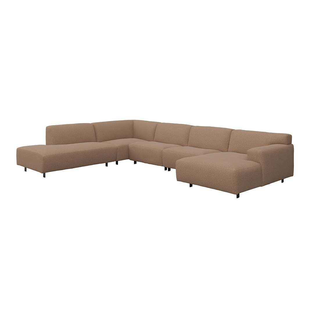 Vesta U-sofa Sjeselong høyre, 3-seter og åpen ende venstre. Big hjørnemodul, Tekstil Marsel Bronze, sort metallben 10 cm, Comfort CM