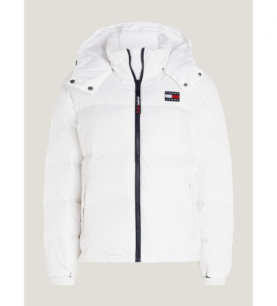 Jaqueta Tommy Jeans Alaska acolchoada com capuz, branca
