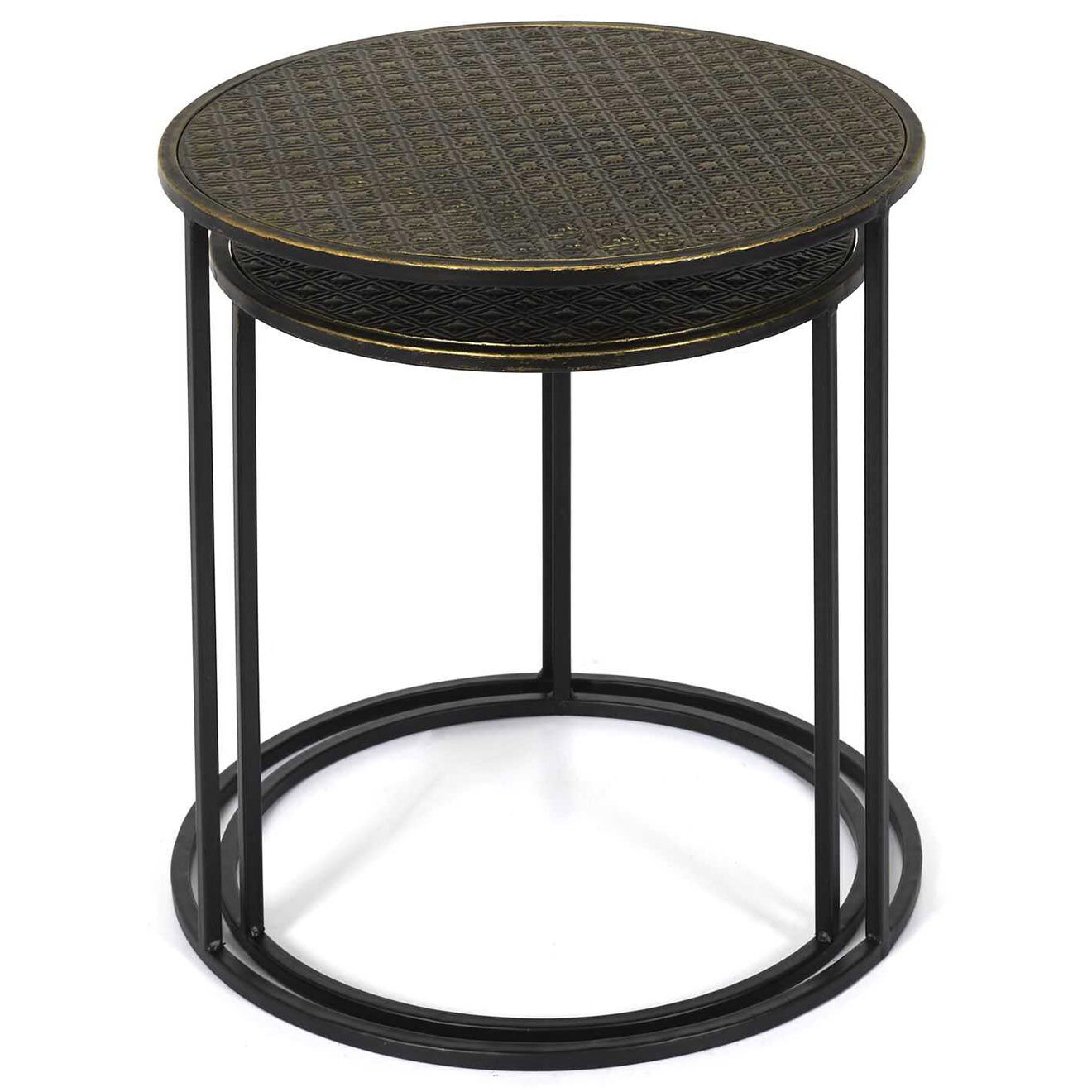 Home Deco Factory 2 Tables gigognes martelé Mirage noir/doré