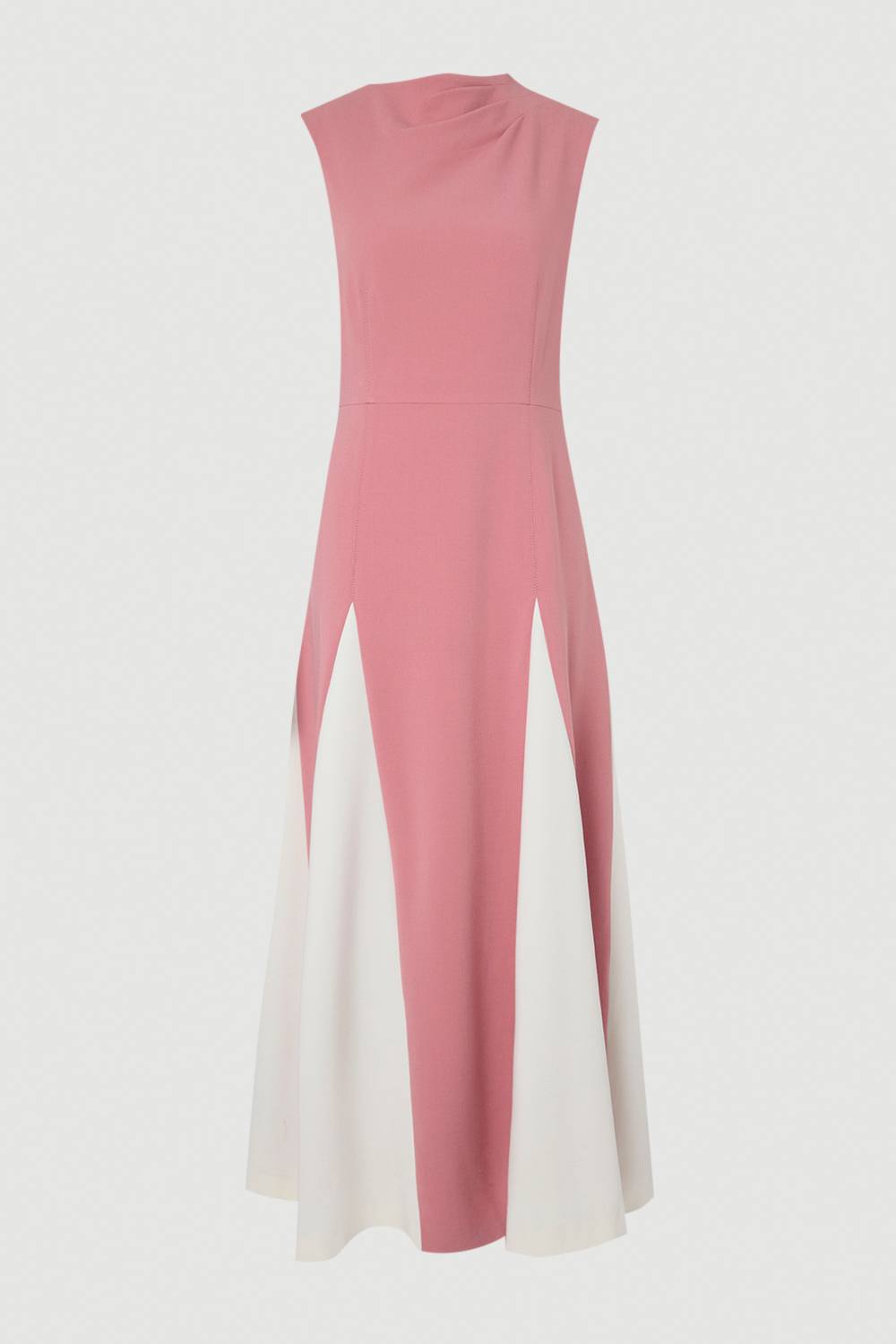 KarenMillen Robe Midi Ajustée Extensible à Blocs de Couleurs et Jupe Évasée