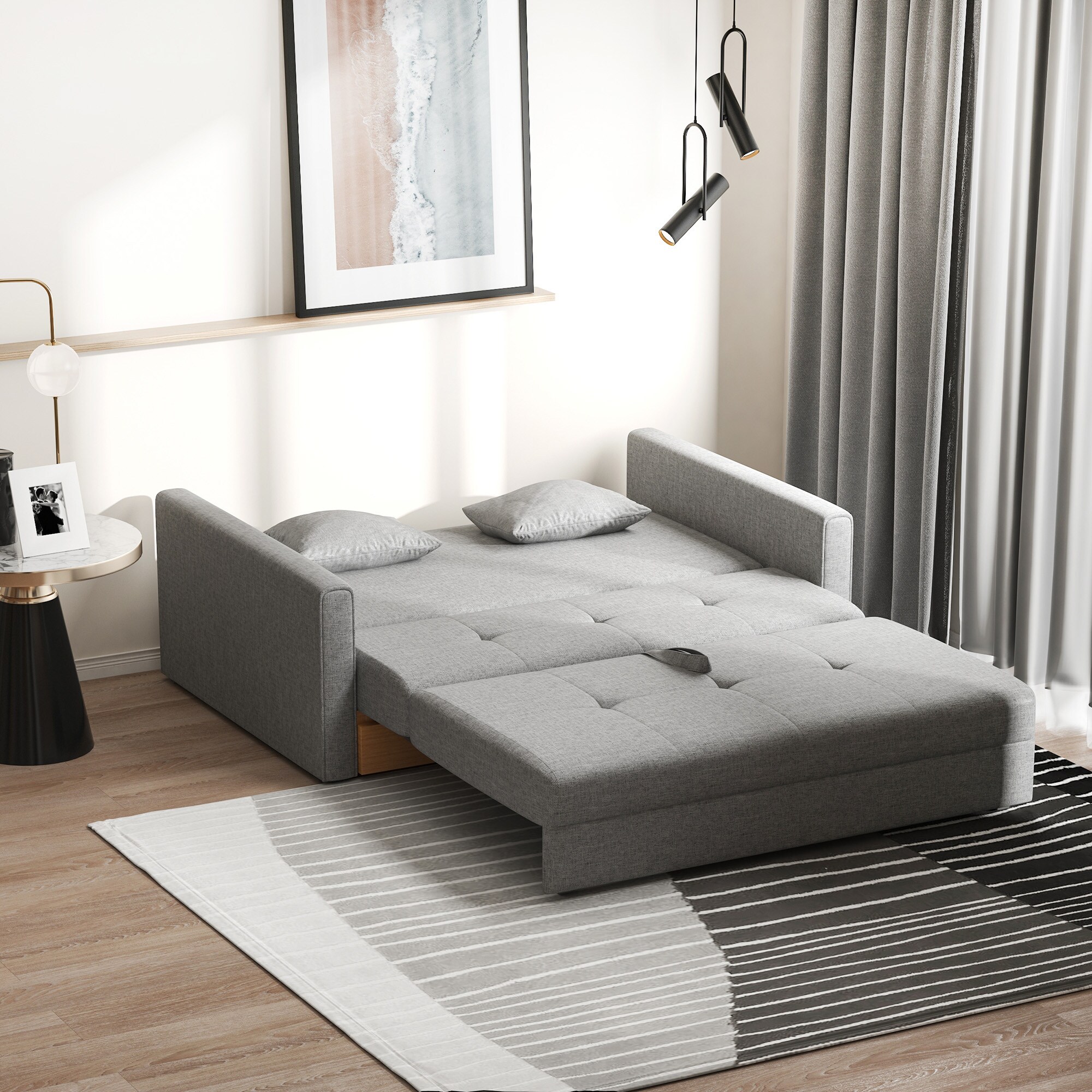 HOMCOM Schlafsofa mit Ausziehfunktion 152L x 101B x 81H cm