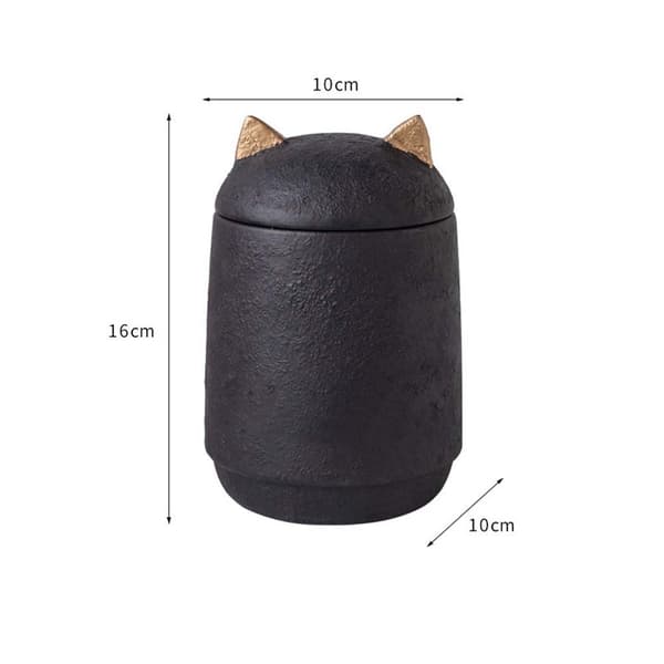 INF Elegant Katte- og Hundekremasjonsurne med Ører - Høy Modell, Sikker Oppbevaring og Verdig Minne Sort
