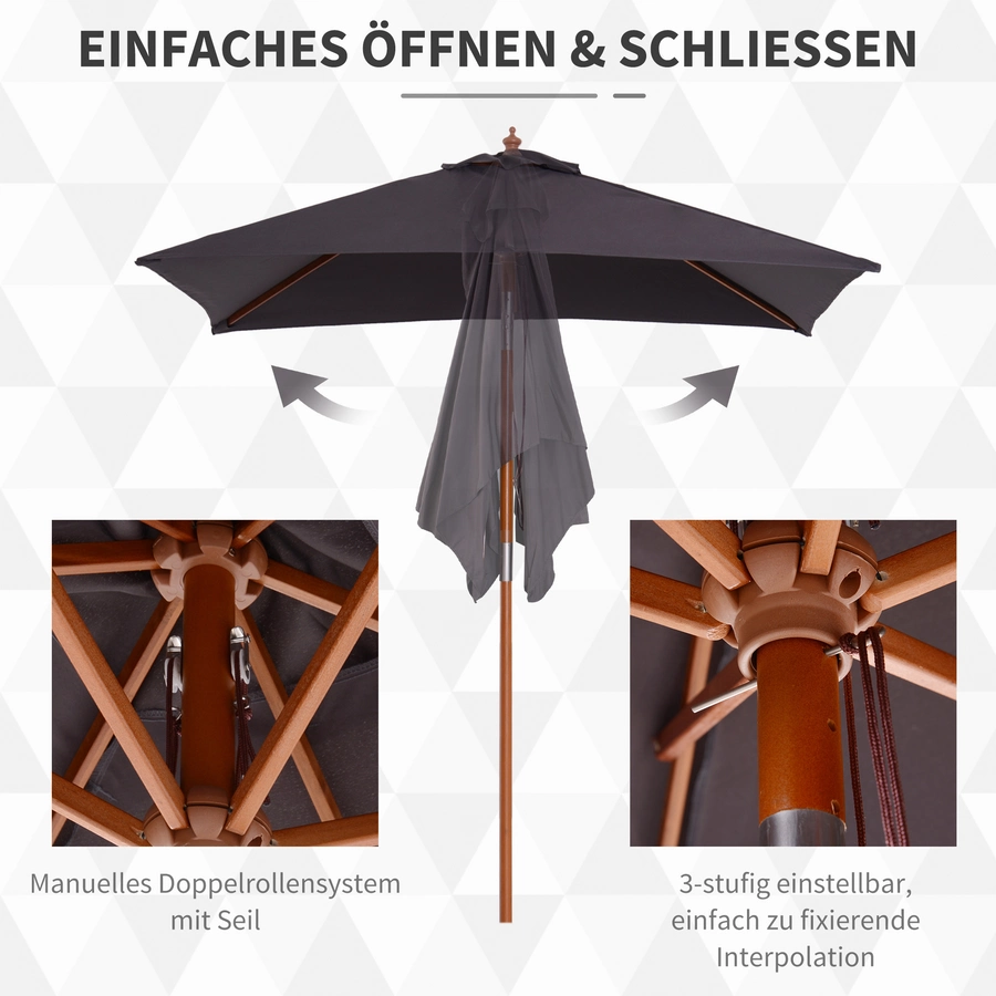 Outsunny Sonnenschirm knickbar dunkelgrau