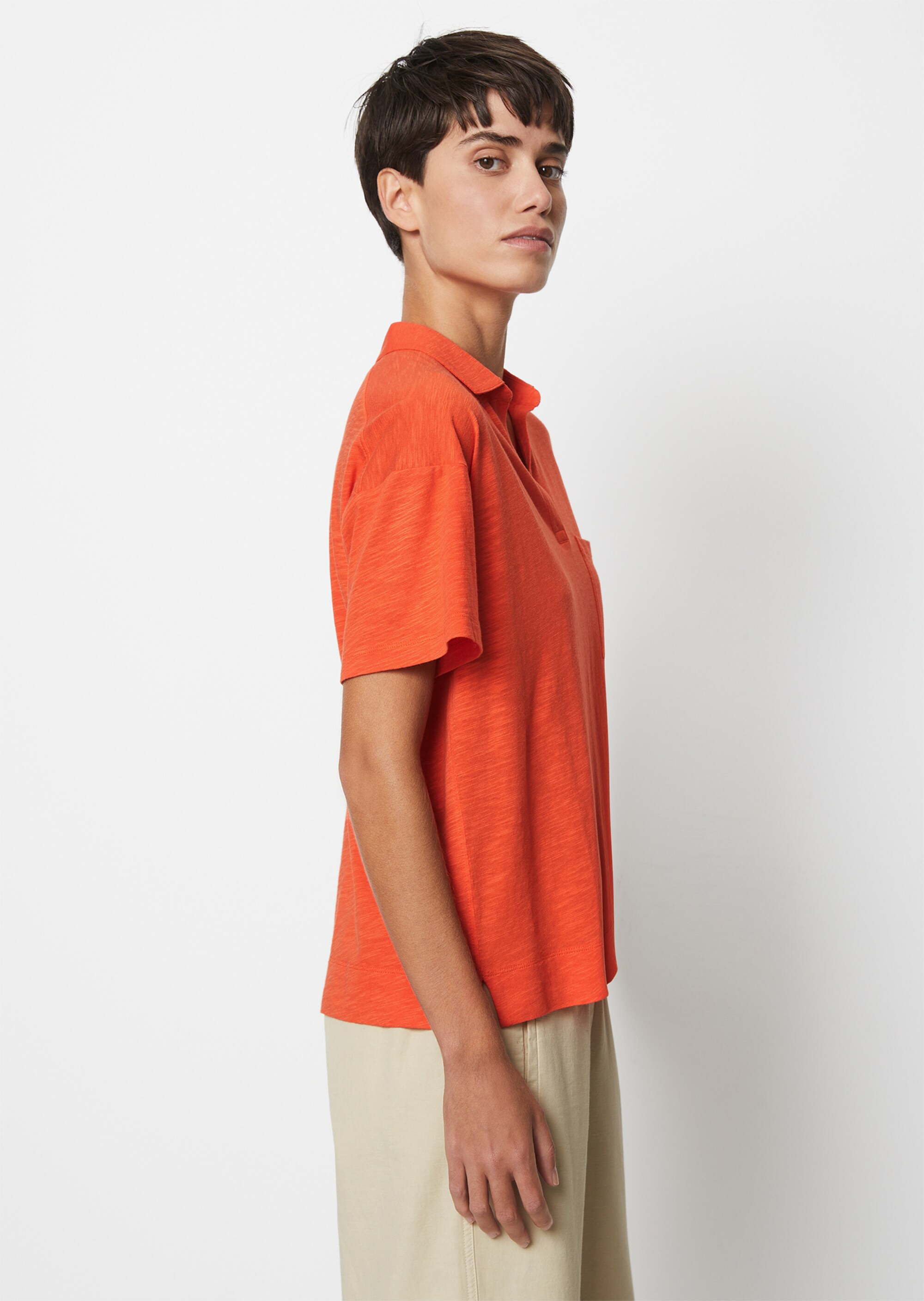 Polo-T-Shirt regularaus Organic Cotton-Viskose-Mix