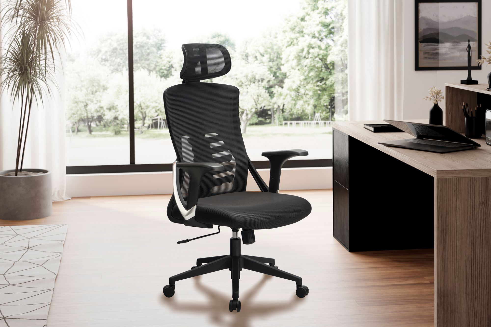 Bürostuhl FineBuy Schreibtischstuhl Mesh Schwarz Drehstuhl Ergonomisch 120 kg