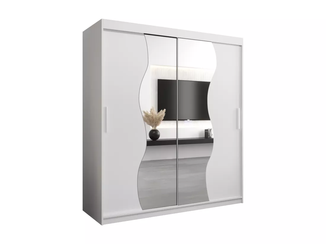 ARMOIRE MADRYT À PORTES COULISSANTES 200/180/62 2 Portes (Blanc/Blanc)
