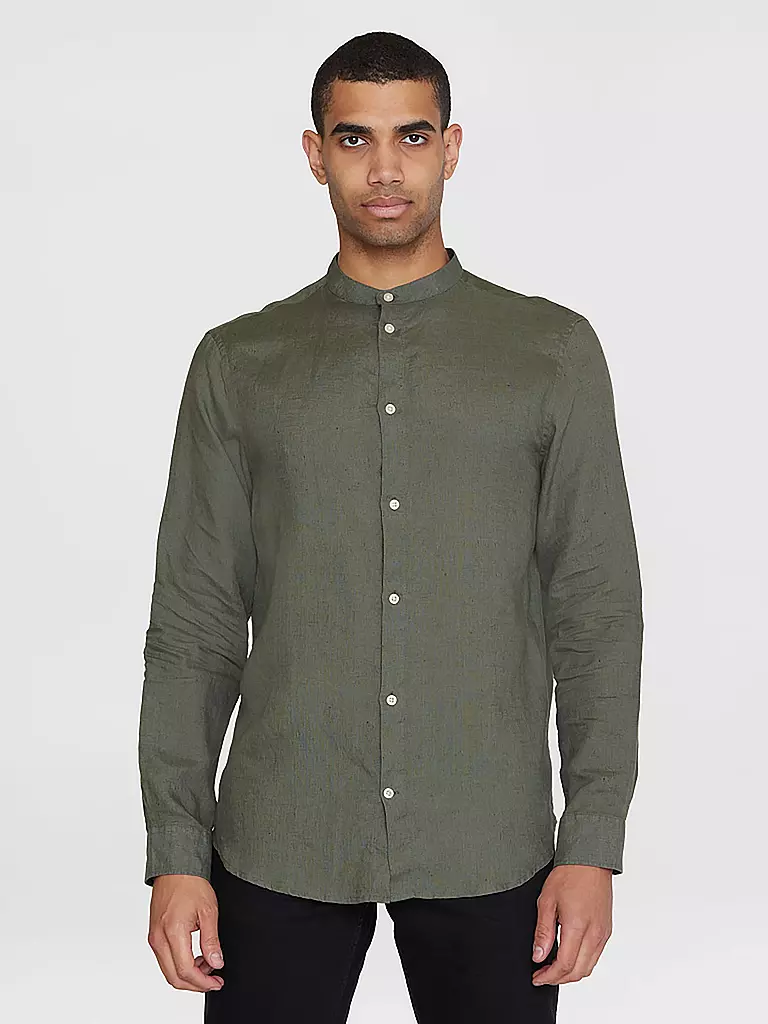 KNOWLEDGE COTTON APPAREL Leinenhemd olive