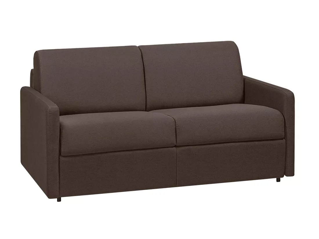 Canapé 2 places convertible express en tissu marron - Couchage 120 cm - Matelas 18 cm CALIFE