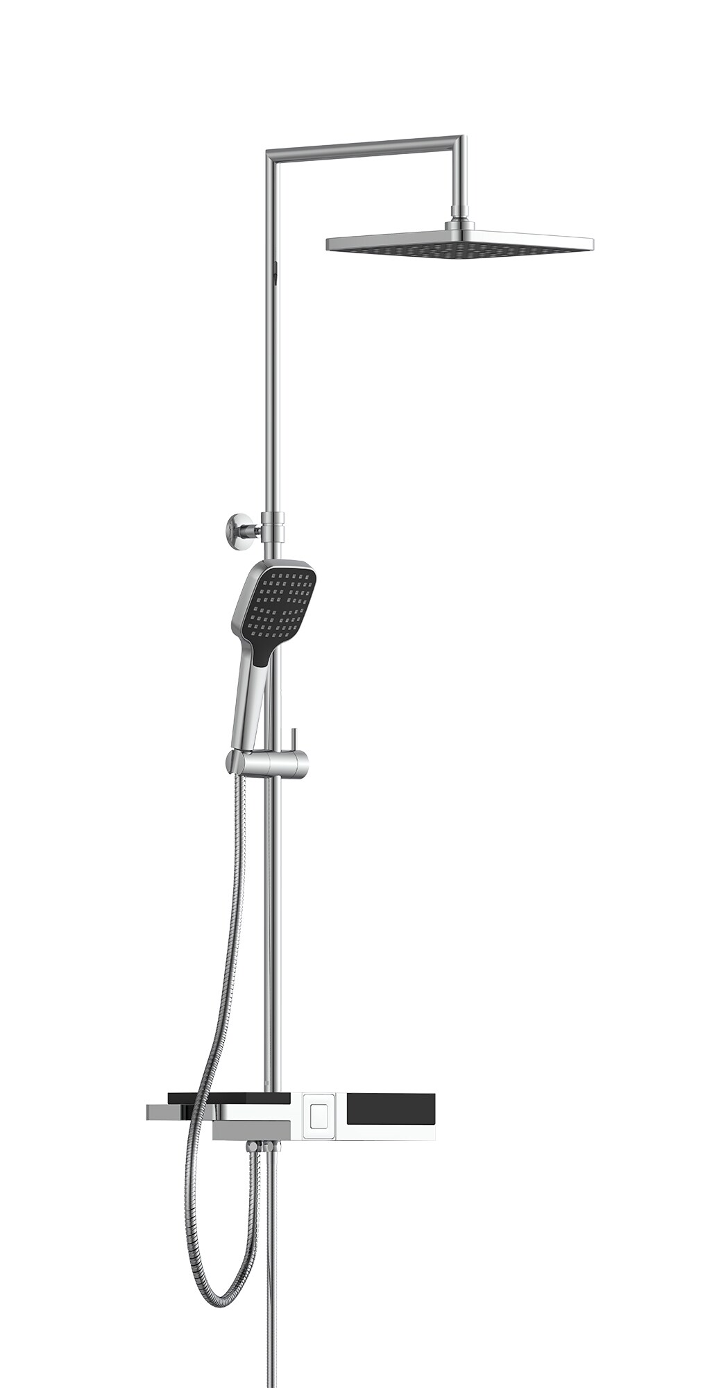 Schütte Überkopf-Brauseset Blueperl Chrom/Schwarz, mit Ablage
