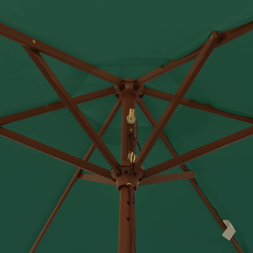 Parasol de jardin avec mât en bois 196 x 231 cm vert