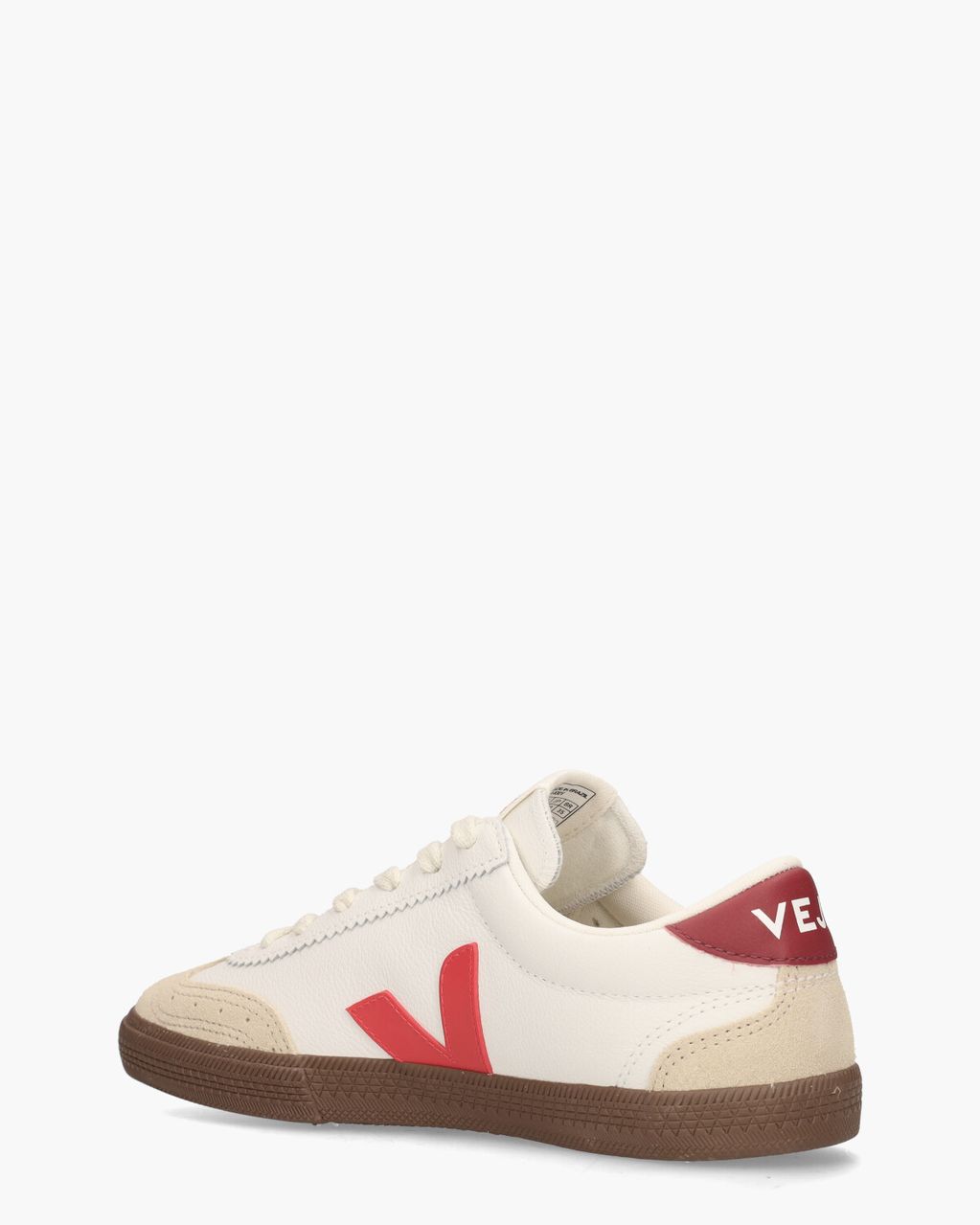 Veja Volley Leather Wit/Rood Damessneakers