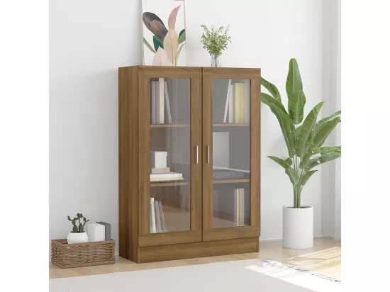 Armoire à vitrine Chêne brun 82,5x30,5x115cm Bois d'ingénierie