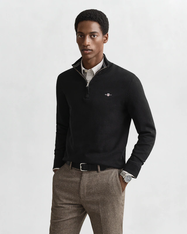 Gant Troyer »CLASSIC COTTON HALF ZIP« mit gerippten Details