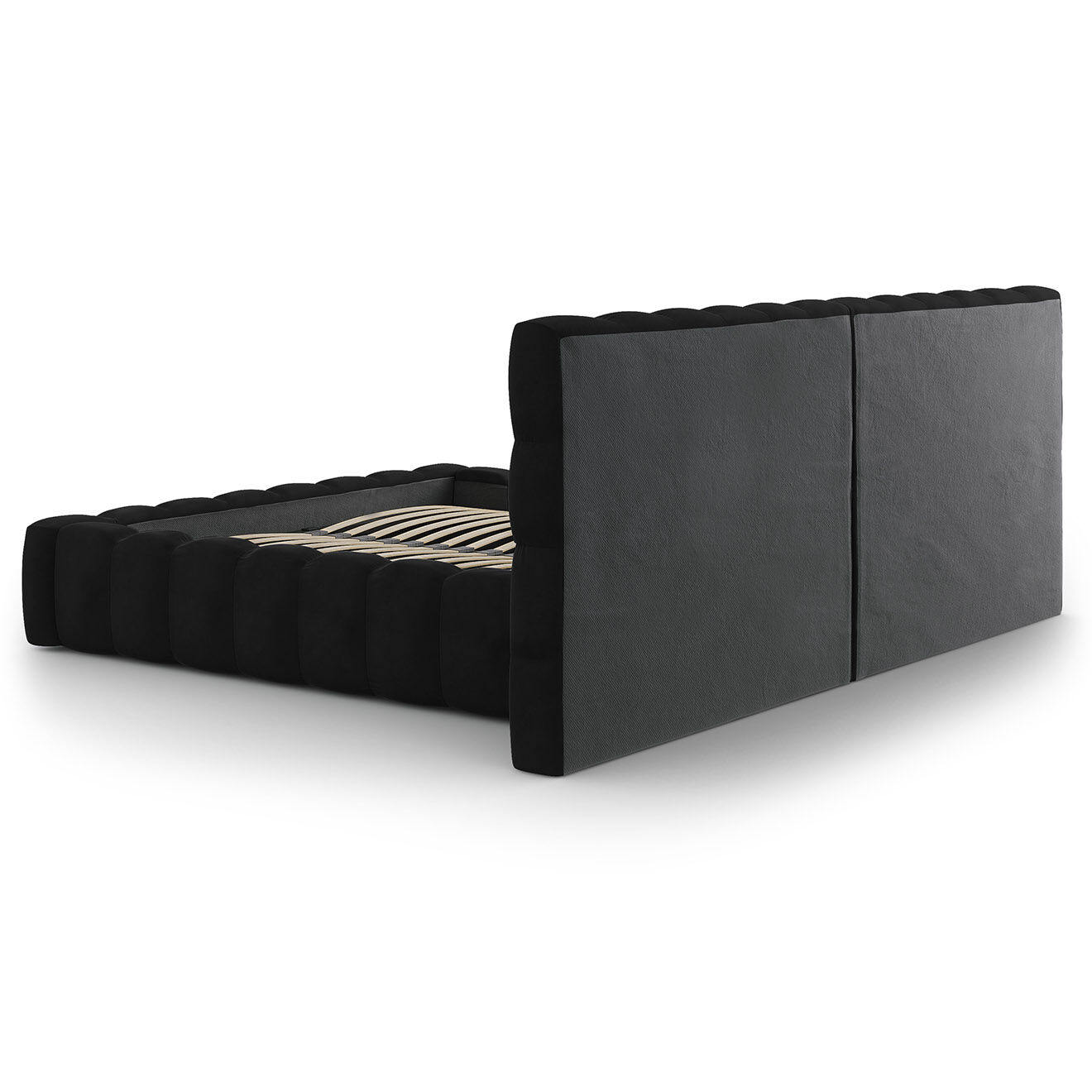 Cosmopolitan Design Lit avec coffre de rangement Bali Velours noir - 180x200 cm