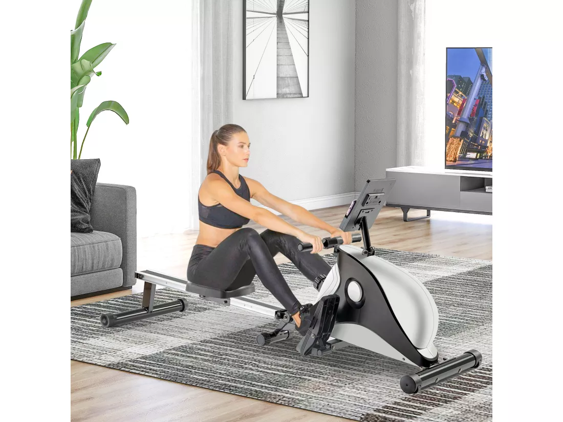 Rameur magnétique pliable d'intérieur avec système de freinage magnétique, moniteur LCD et réglage de la résistance à 8 niveaux Équipement de fitness (ne comprend pas le PAD)