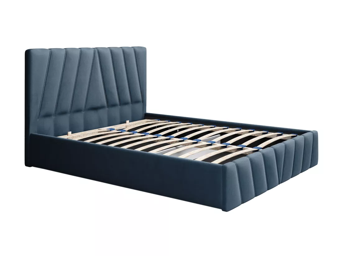 Lit coffre 160 x 200 cm - Velours - Bleu - LIDAMA de Pascal Morabito