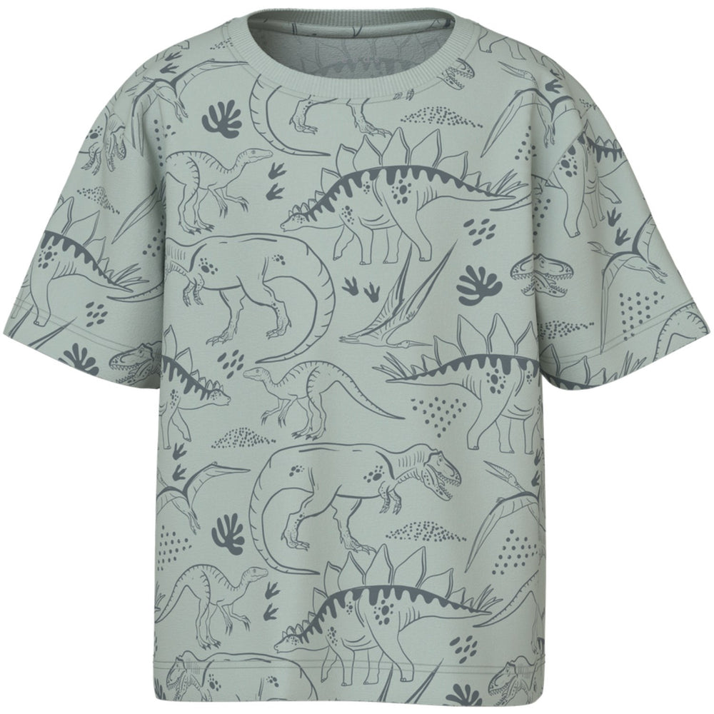 Køb Name It Aqua Gray Tone Dino Valther Regular T-Shirt